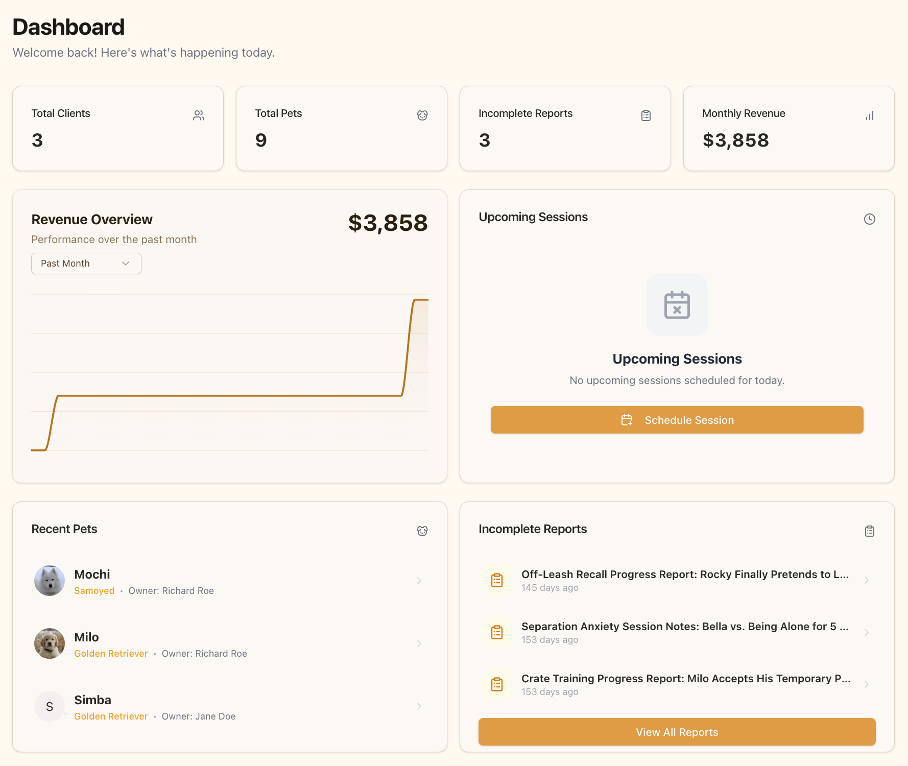 Pawgress dashboard overview