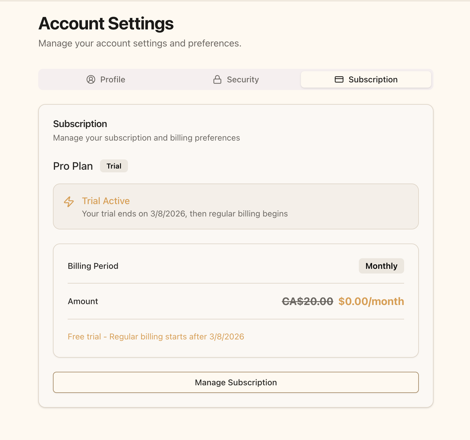 Active trial confirmation
