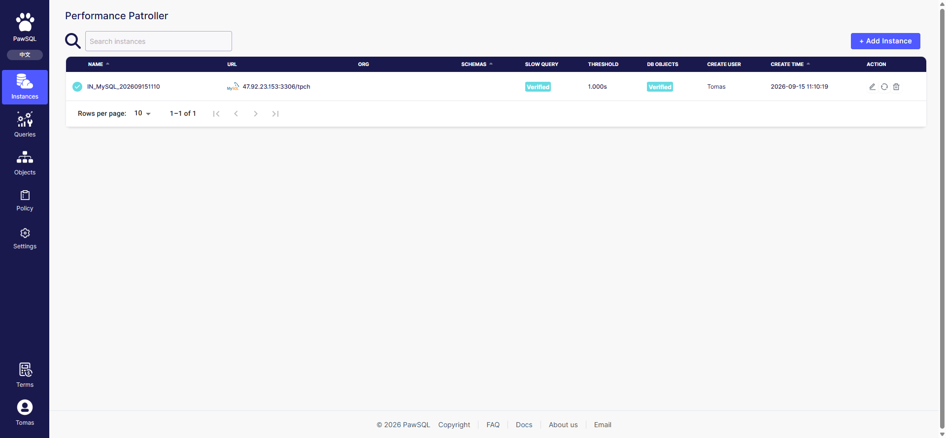Instance overview
