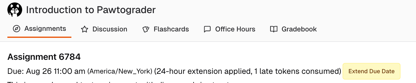 Updated due date after applying late token