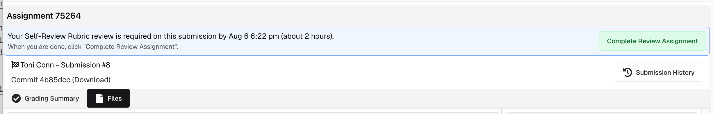 Complete Review Assignment button