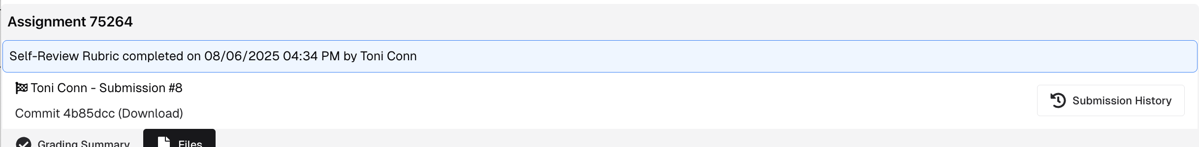Self-review completion confirmation