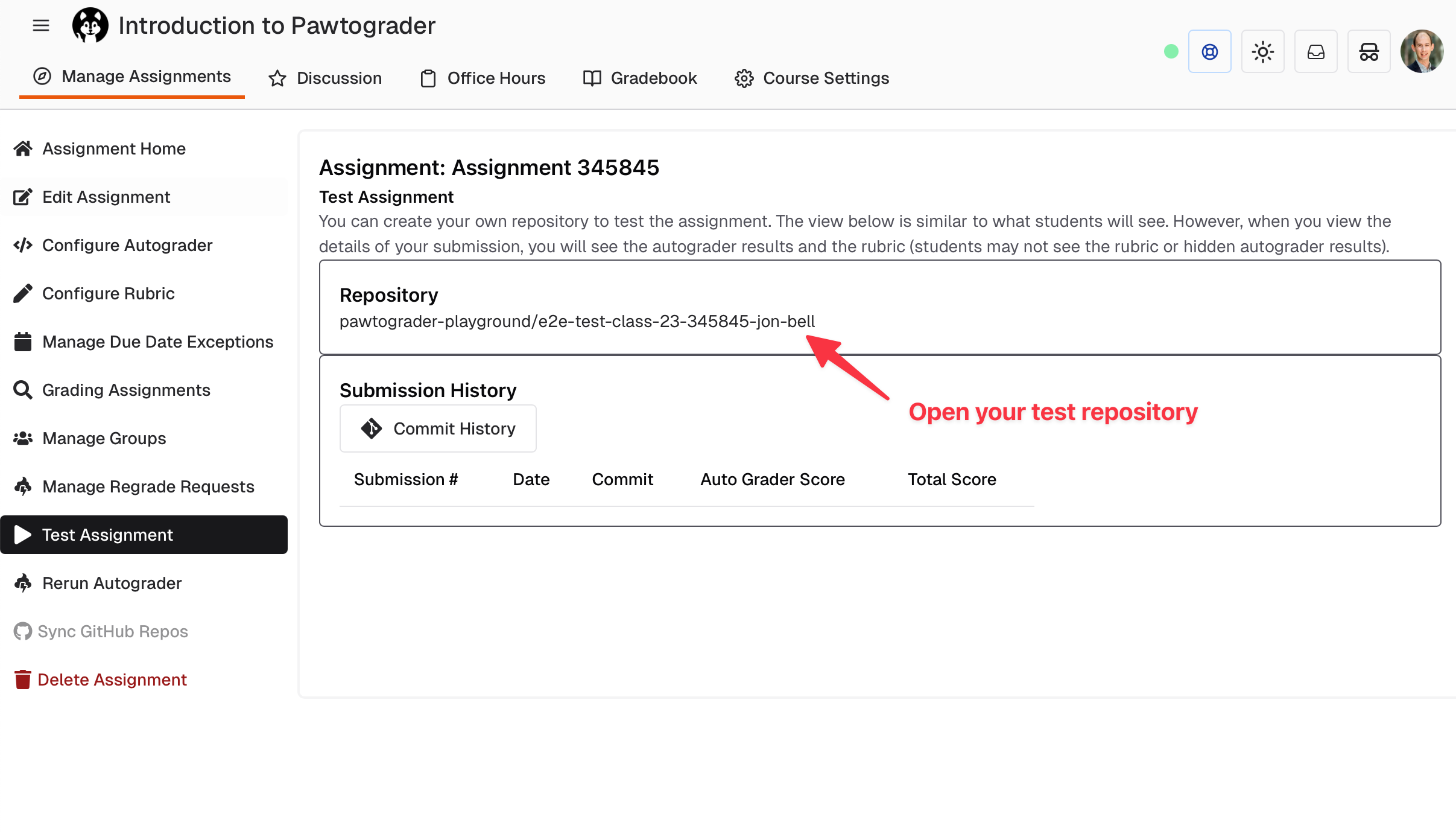 Link to view the test repository