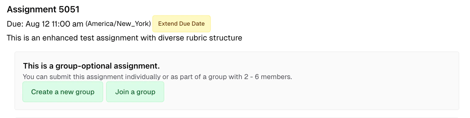 Join a group button on the assignment page