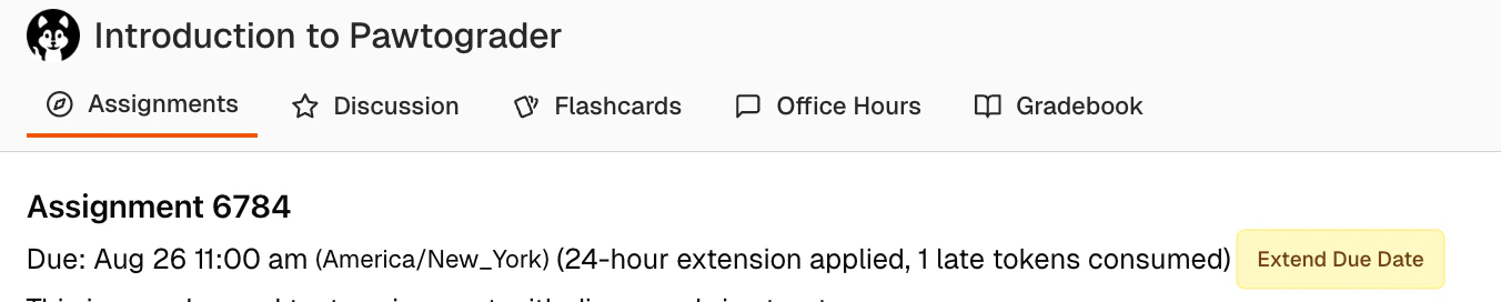 Updated due date after applying late token