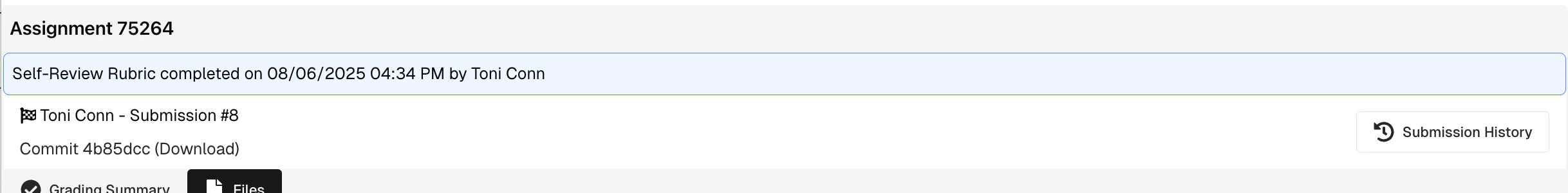 Self-review completion confirmation