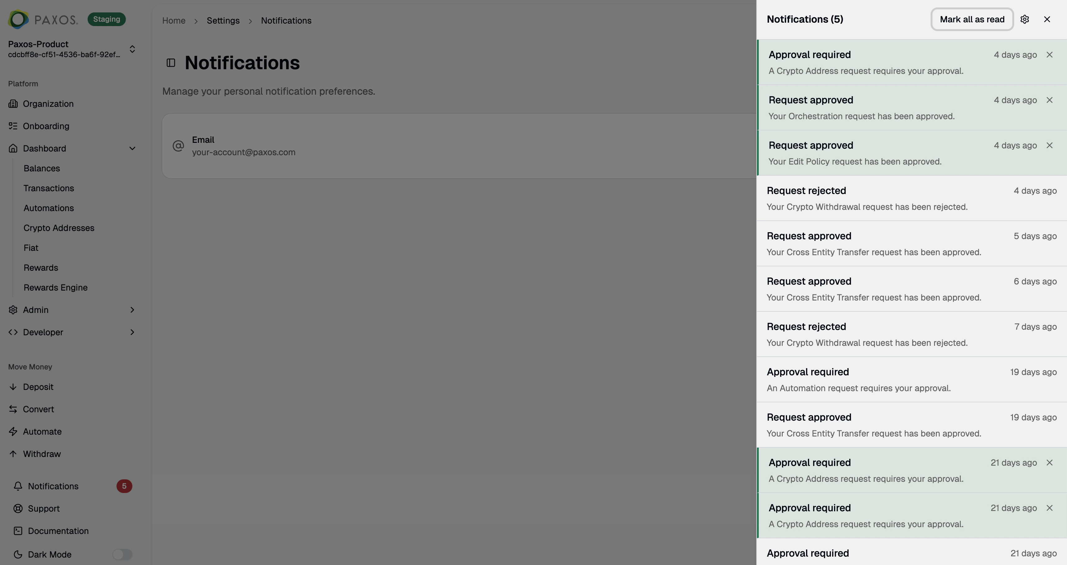Notifications Drawer