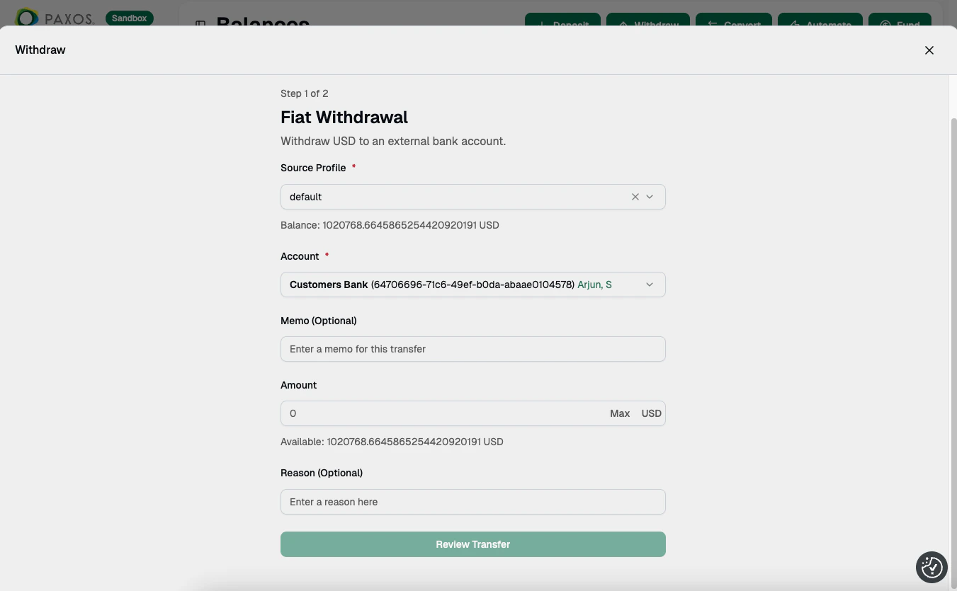 Fiat Withdrawal