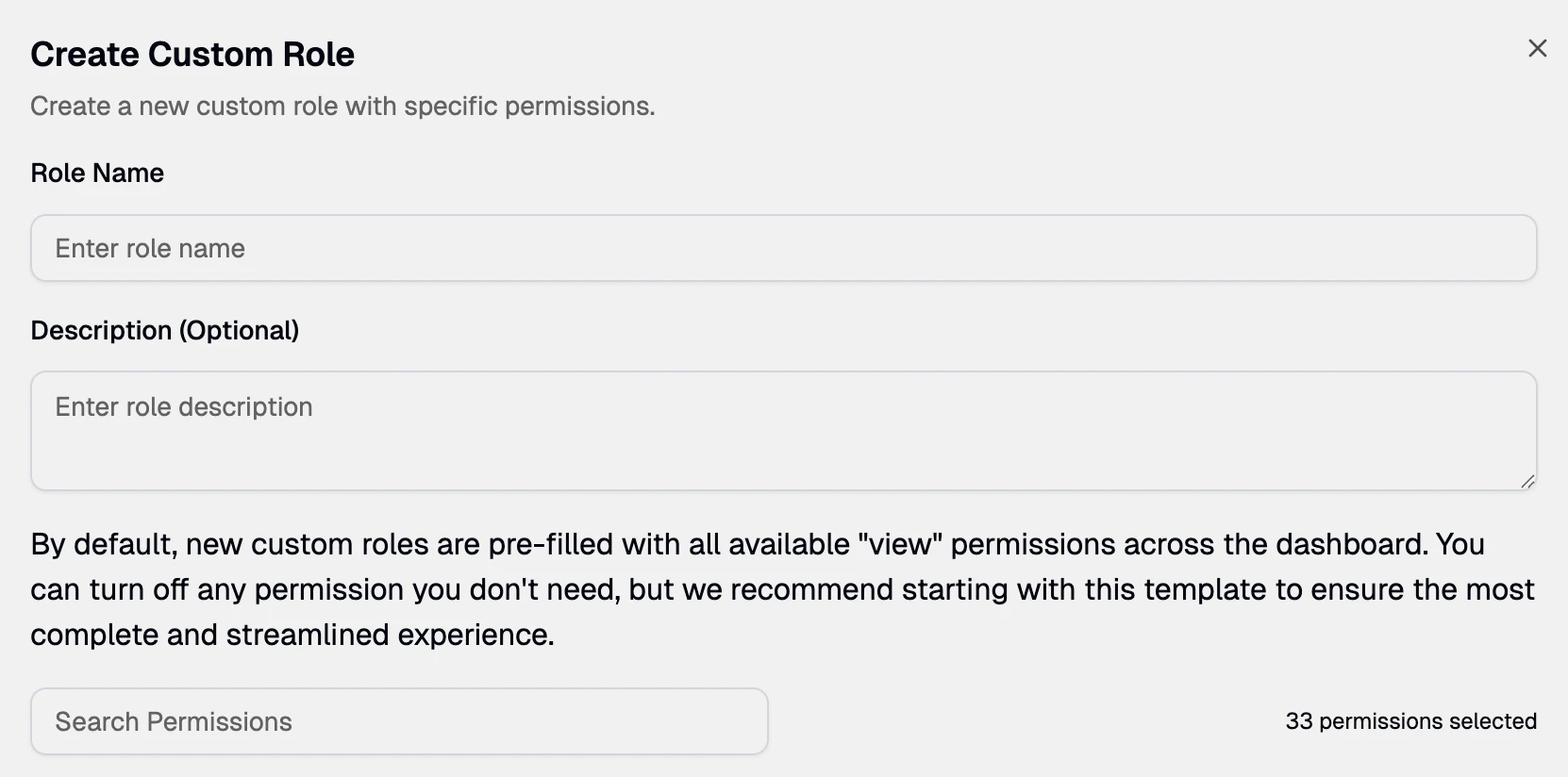 Custom Role Permissions