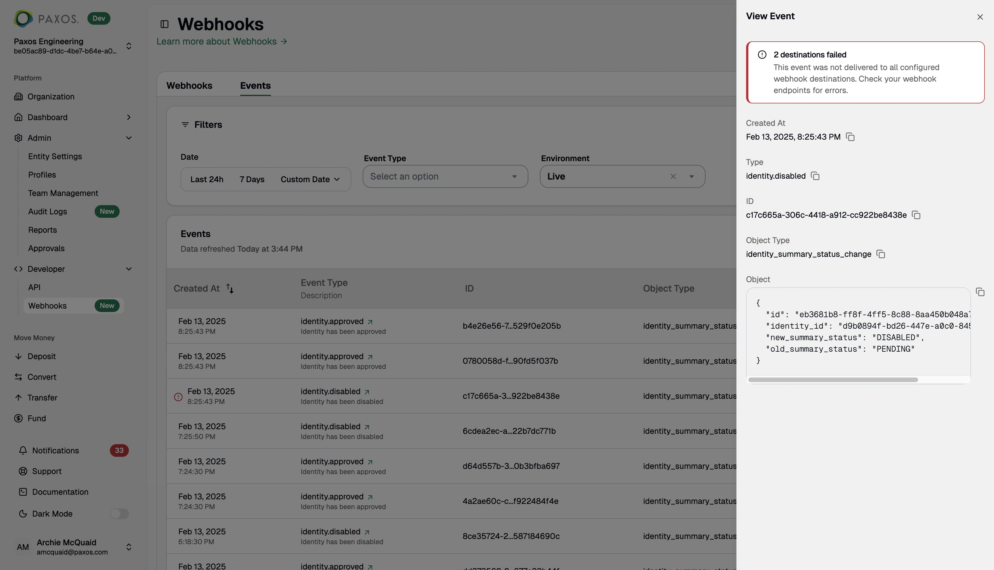 Undelivered event indicator