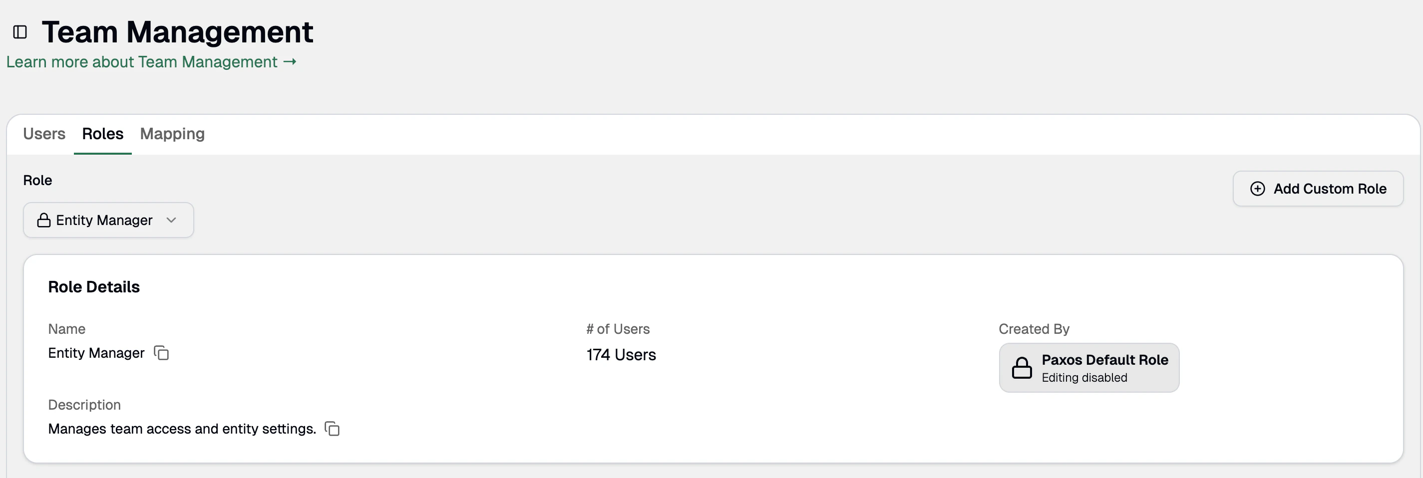 Add Custom Role Button
