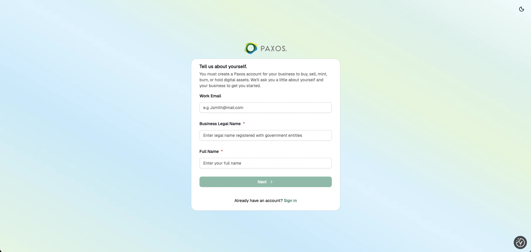 Dashboard Sign Up Enter Email