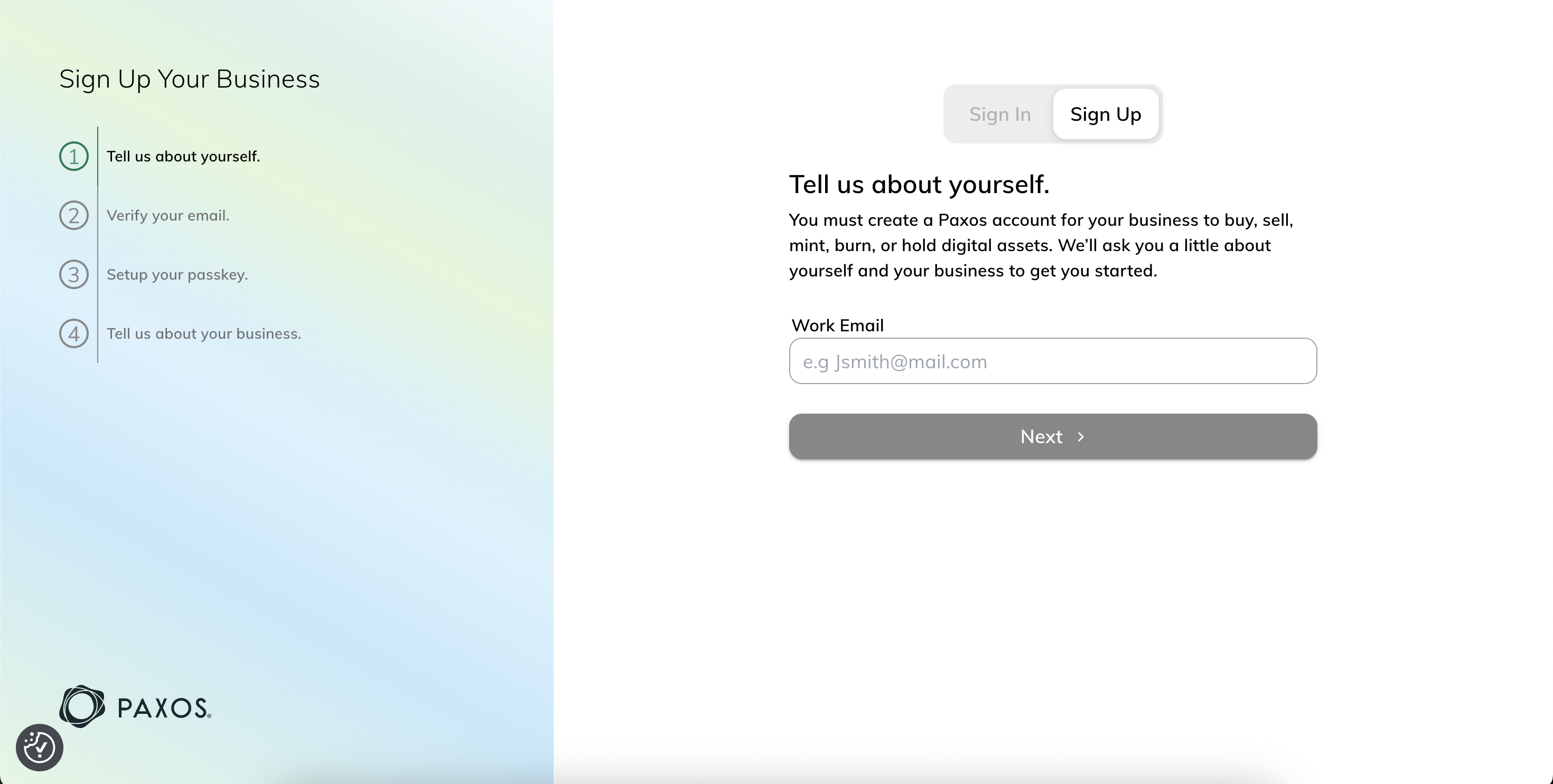 Dashboard Sign Up Enter Email