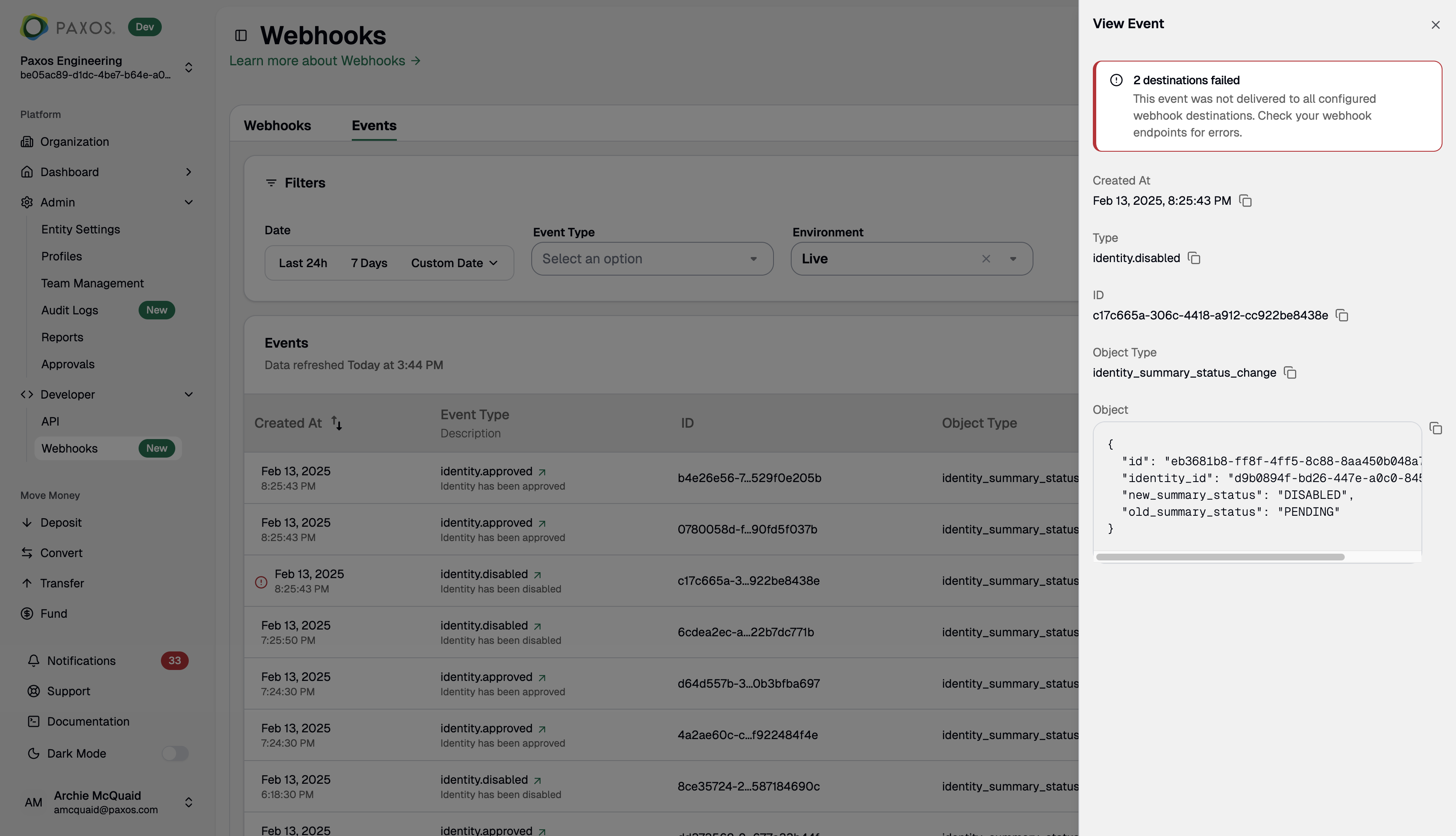 Undelivered event indicator