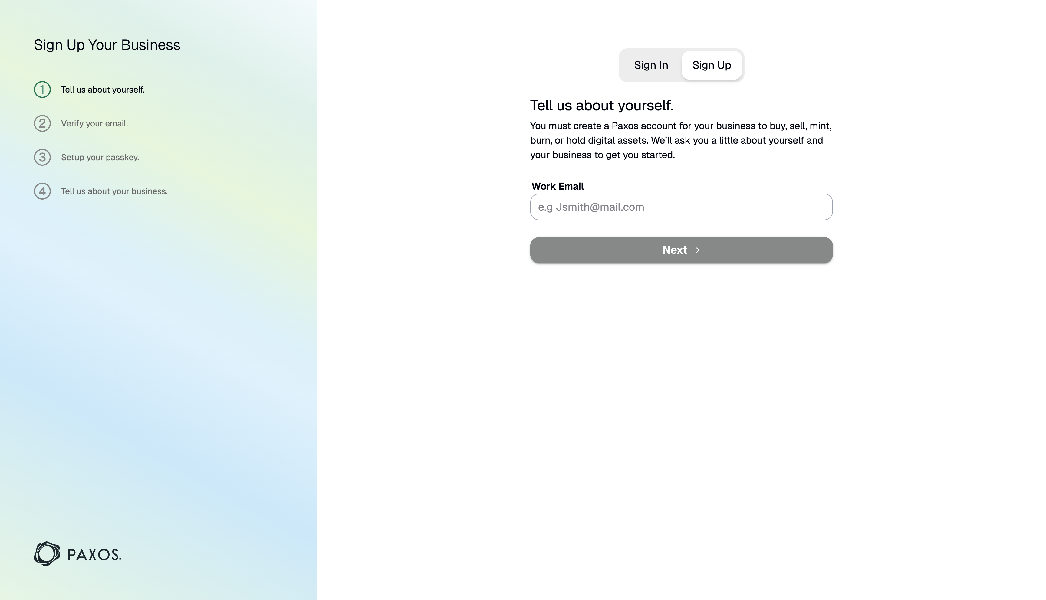 Dashboard Sign Up Enter Email