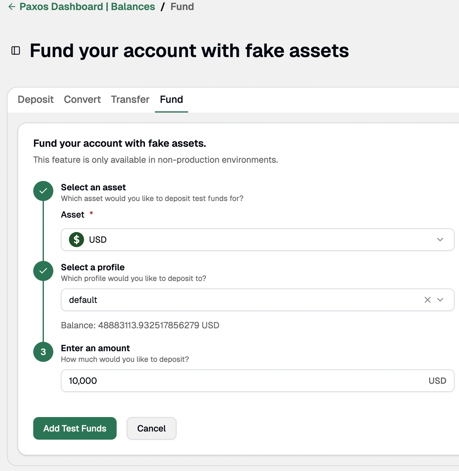 Fund Sandbox Account