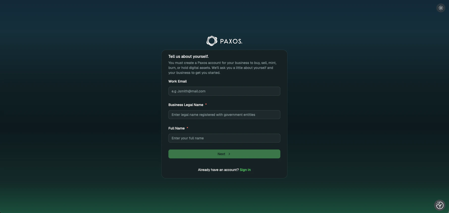 Dashboard Sign Up Enter Email