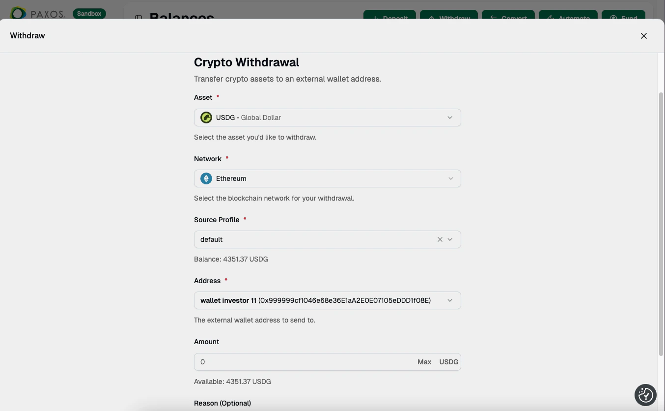 Crypto Withdrawal