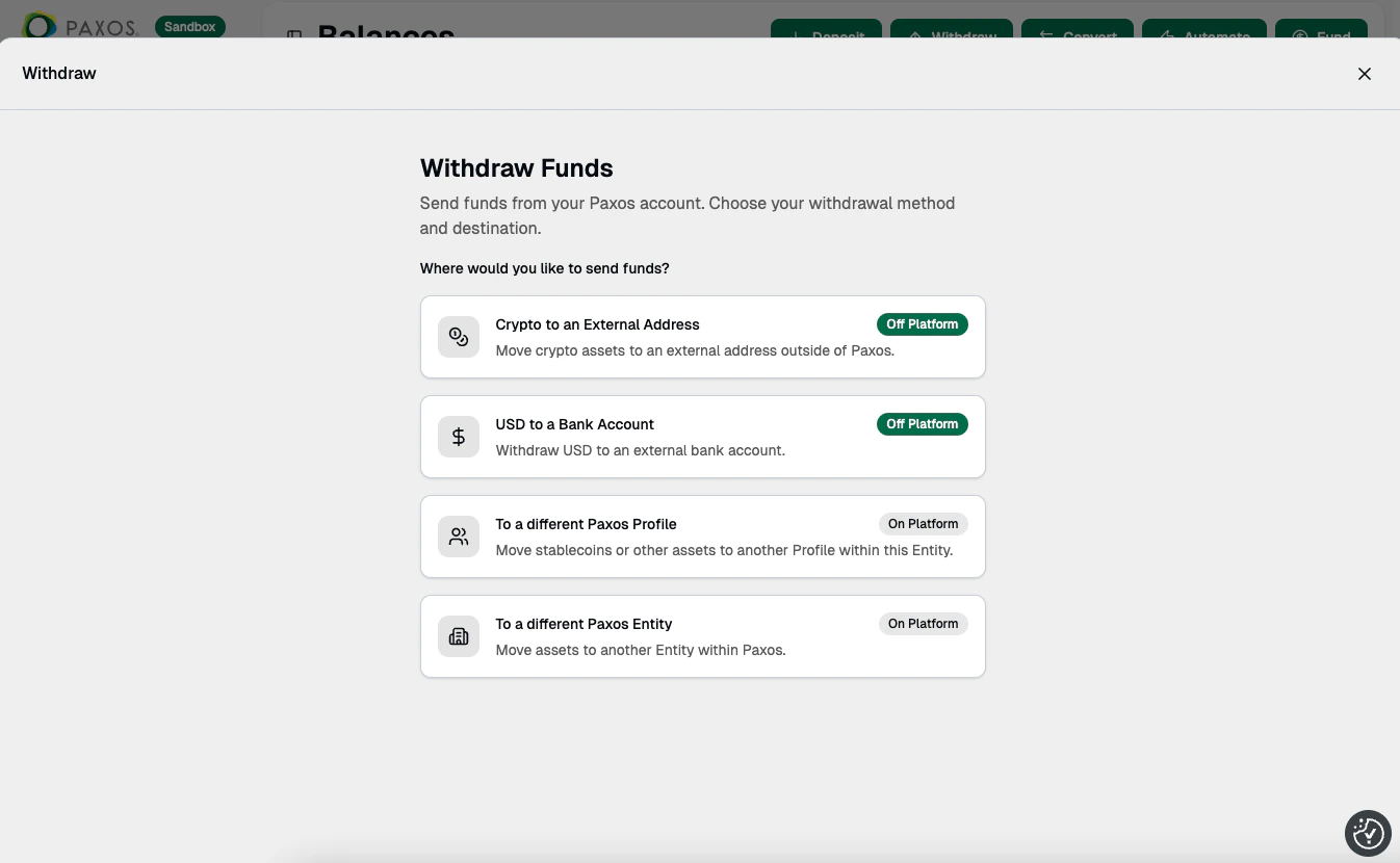 Withdraw Options