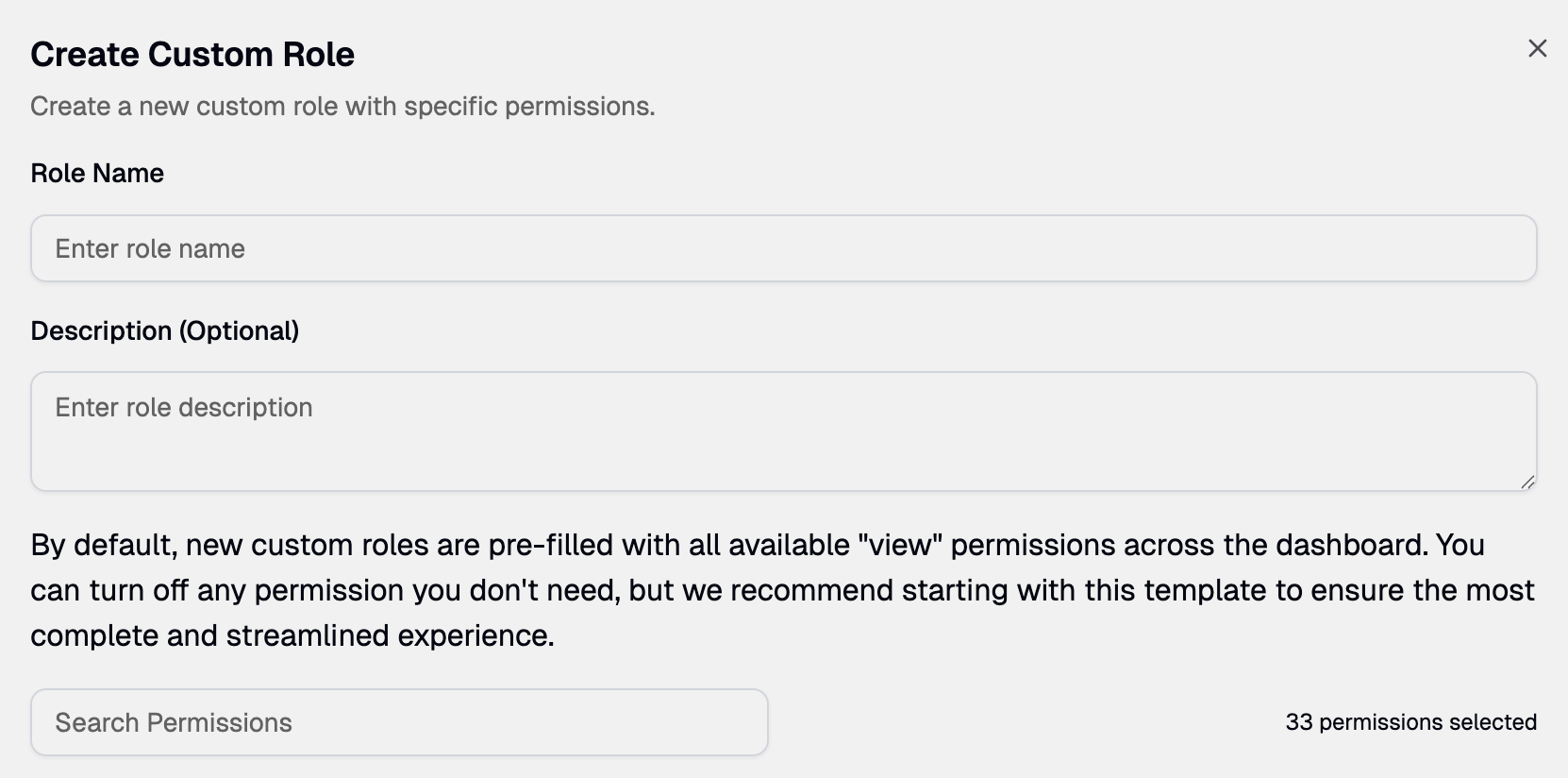 Custom Role Permissions