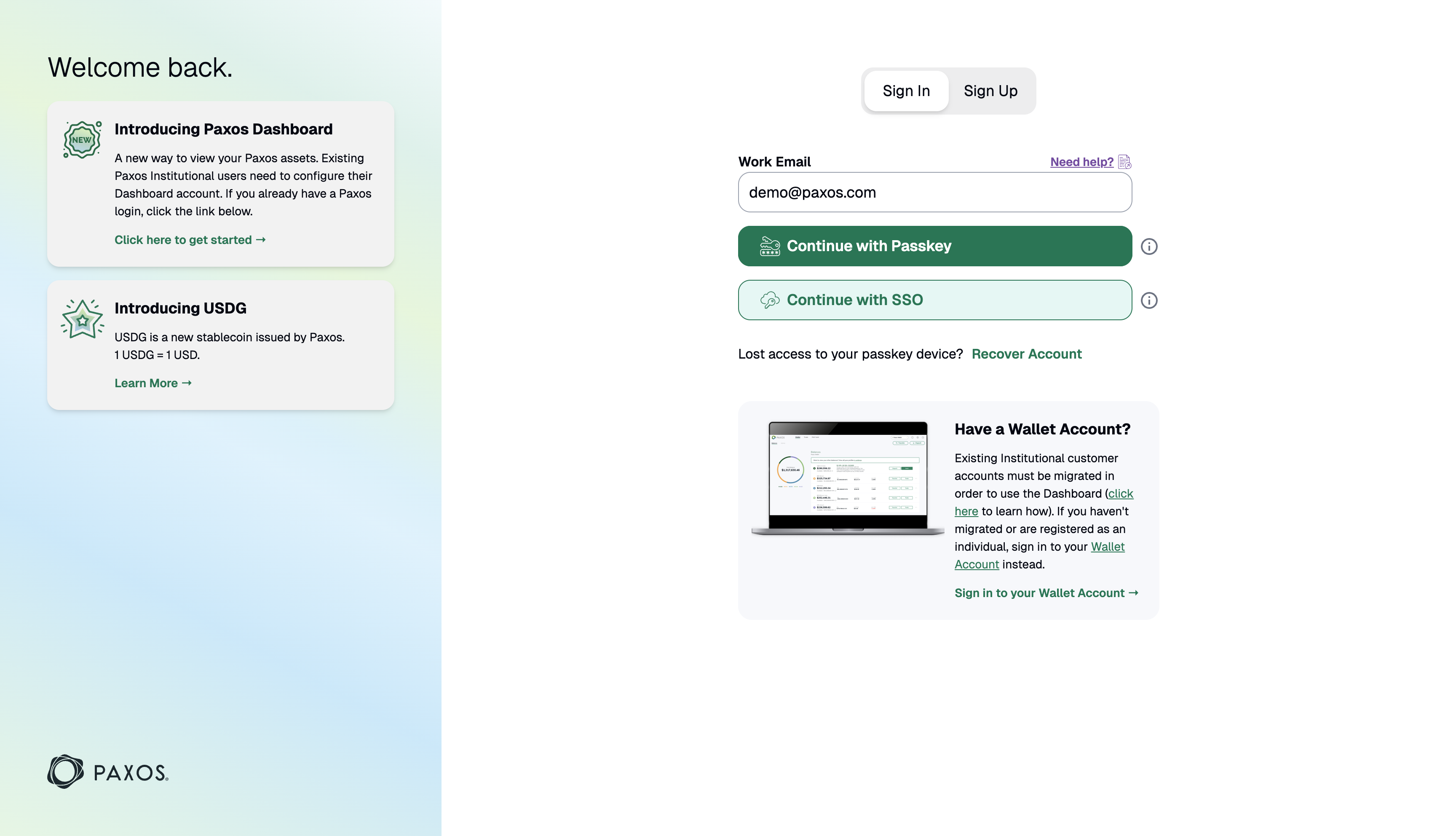 Continue with Passkey