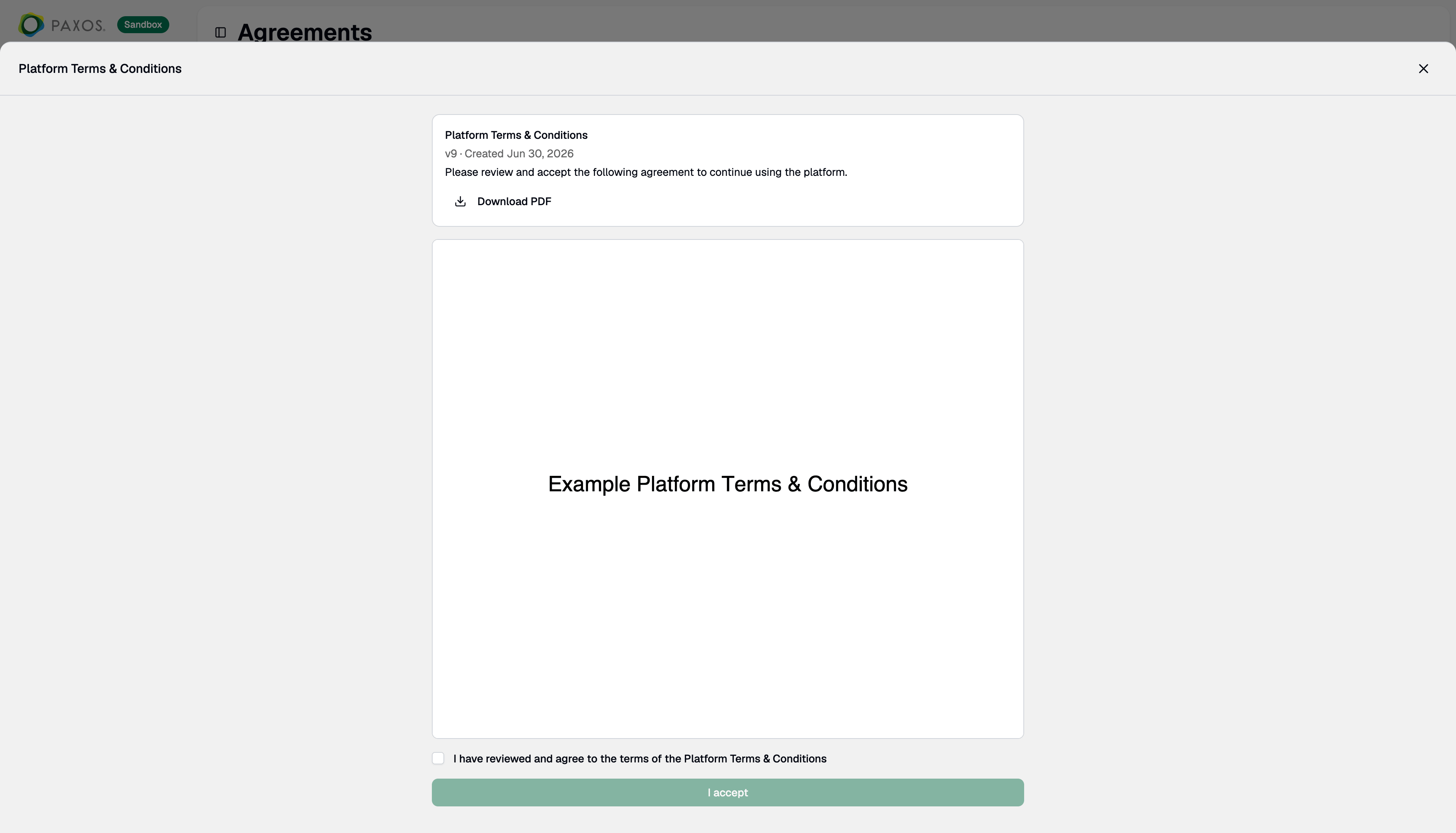 Reviewing and accepting an agreement