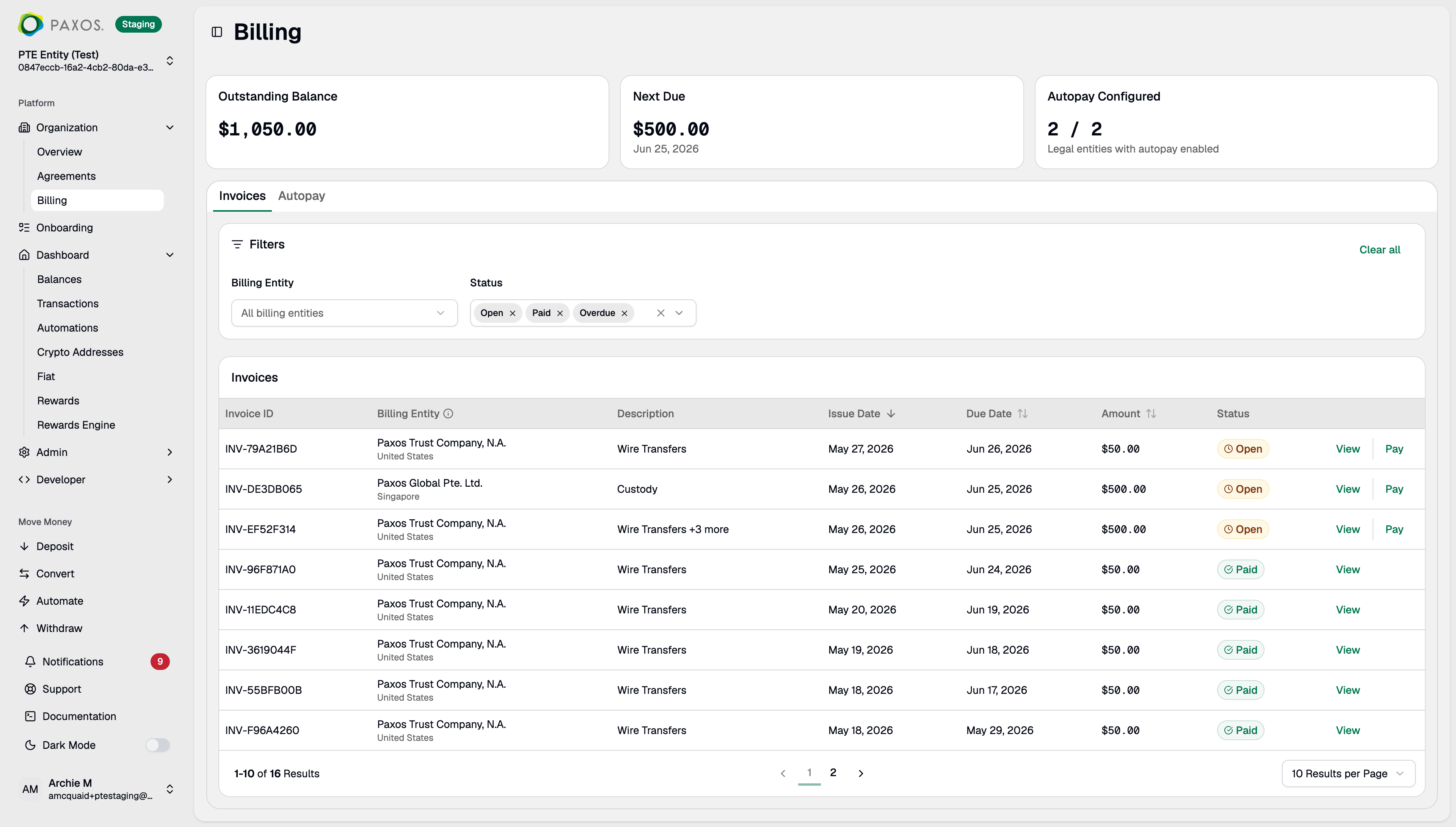 Billing Invoices