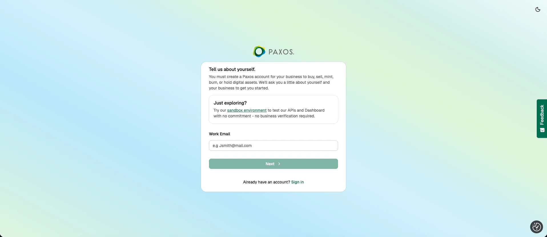 Dashboard Sign Up Enter Email