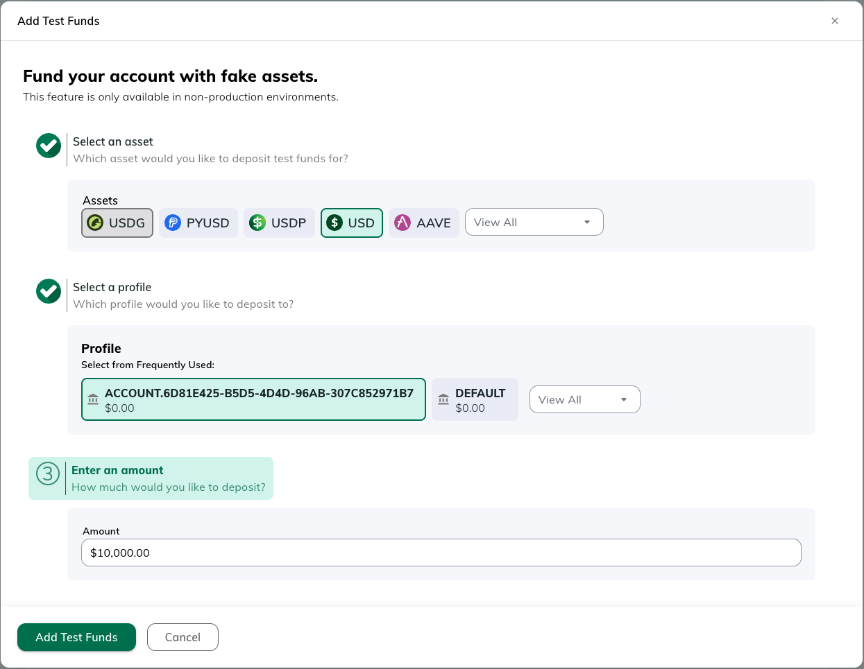 Funding the Account