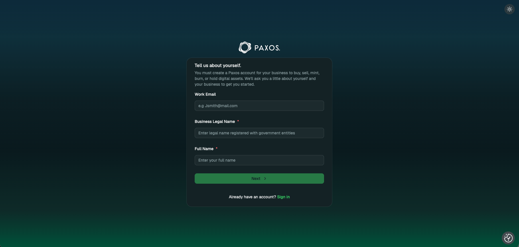 Dashboard Sign Up Enter Email