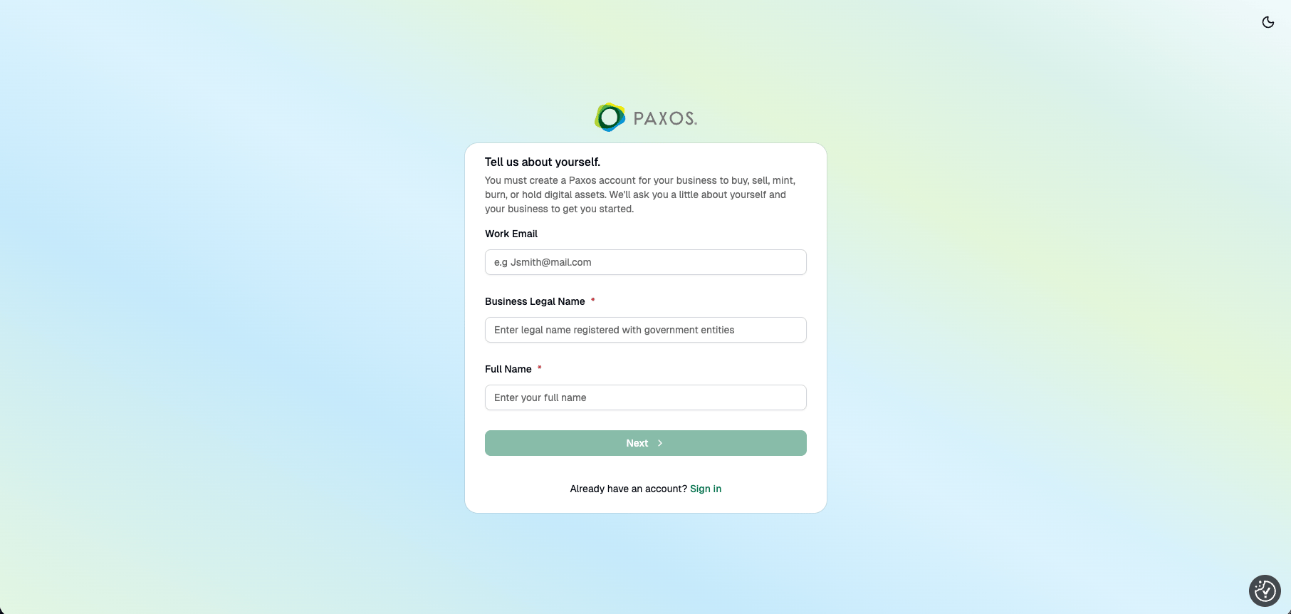 Dashboard Sign Up Enter Email