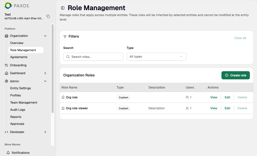 Organization Role Management