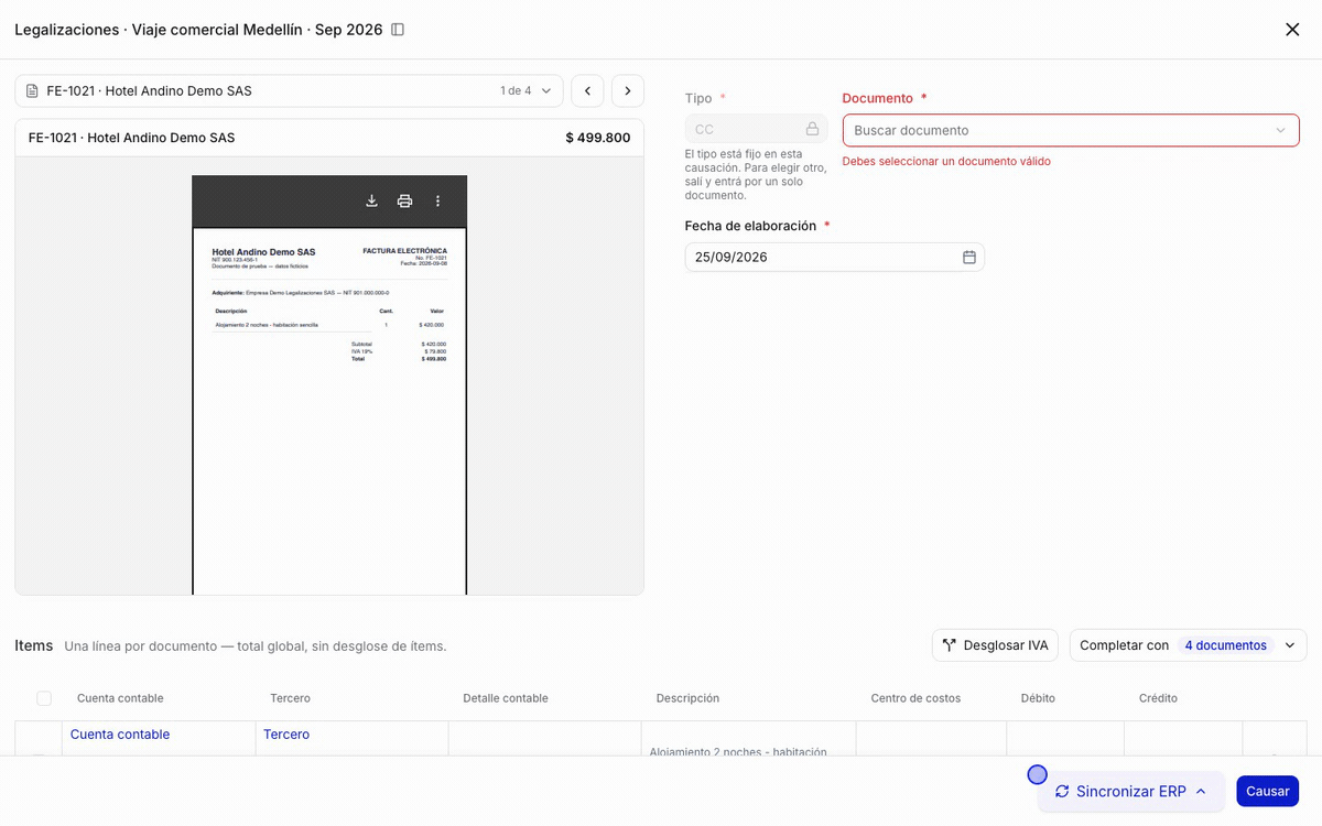 Completar el comprobante contable con los gastos de un proyecto en SiigoNube