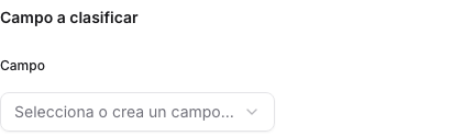 Sección Campo a clasificar de un paso de clasificación