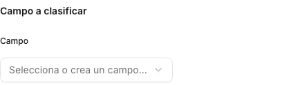 Sección Campo a clasificar de un paso de clasificación