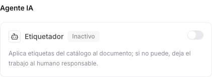 Tarjeta Agente IA de un paso de etiquetado