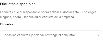 Sección Etiquetas disponibles de un paso de etiquetado