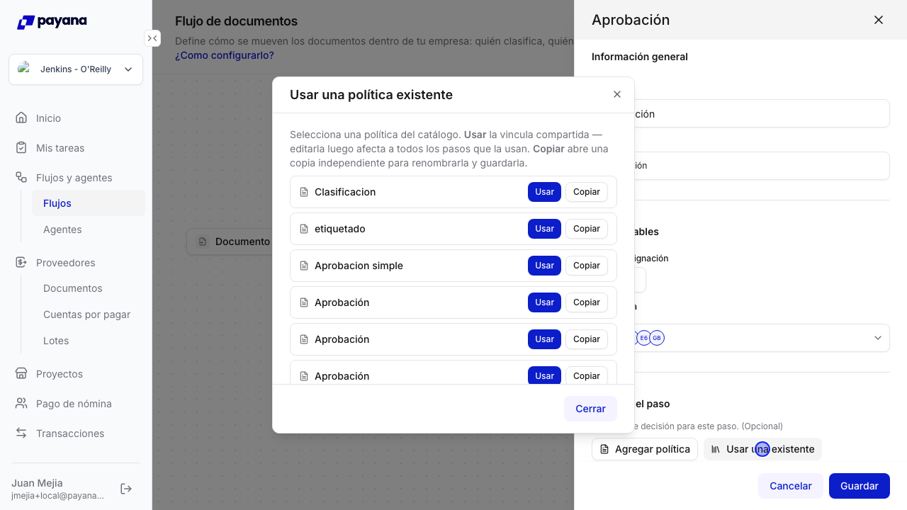 Catálogo de políticas reutilizables