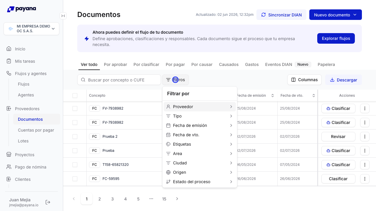 Filtro por campo personalizado en el listado de documentos
