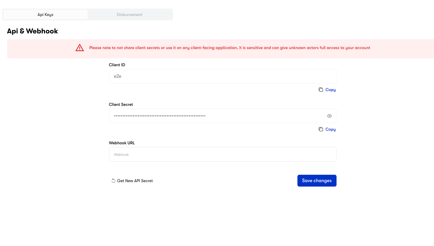 API Keys Location in Dashboard