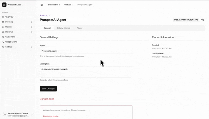 Generate customer authorization link for ProspectAI