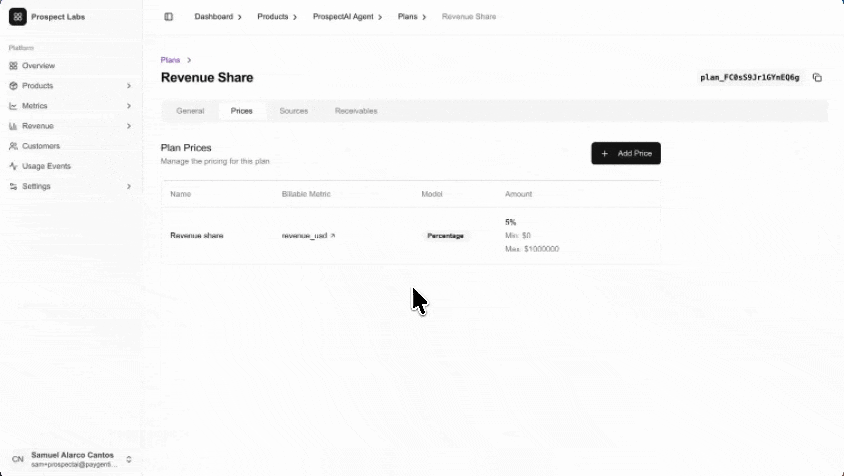 Configure Stripe Revenue source for revenue share