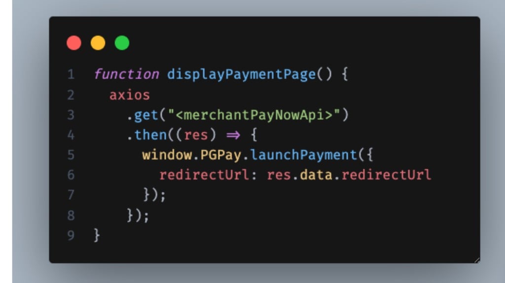 displayPaymentPage function example