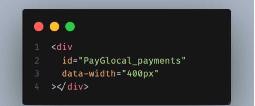 Inline payment container div