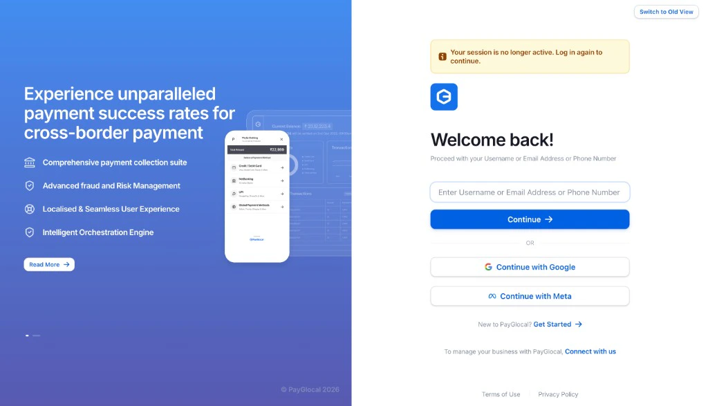PayGlocal GCC Login Page