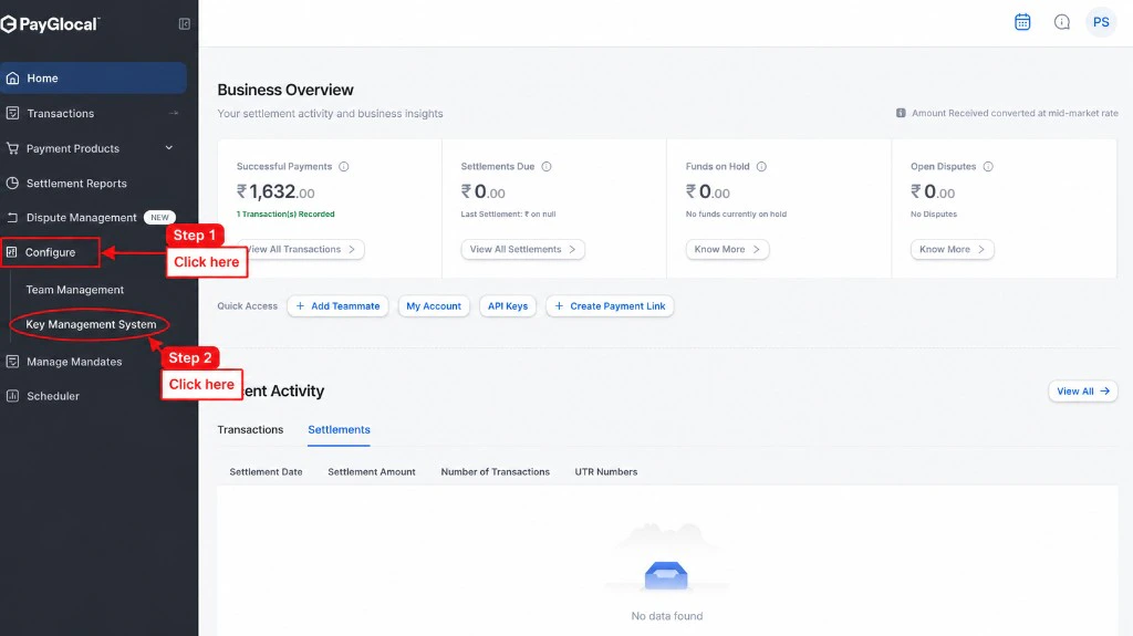 Open Configure in the left sidebar