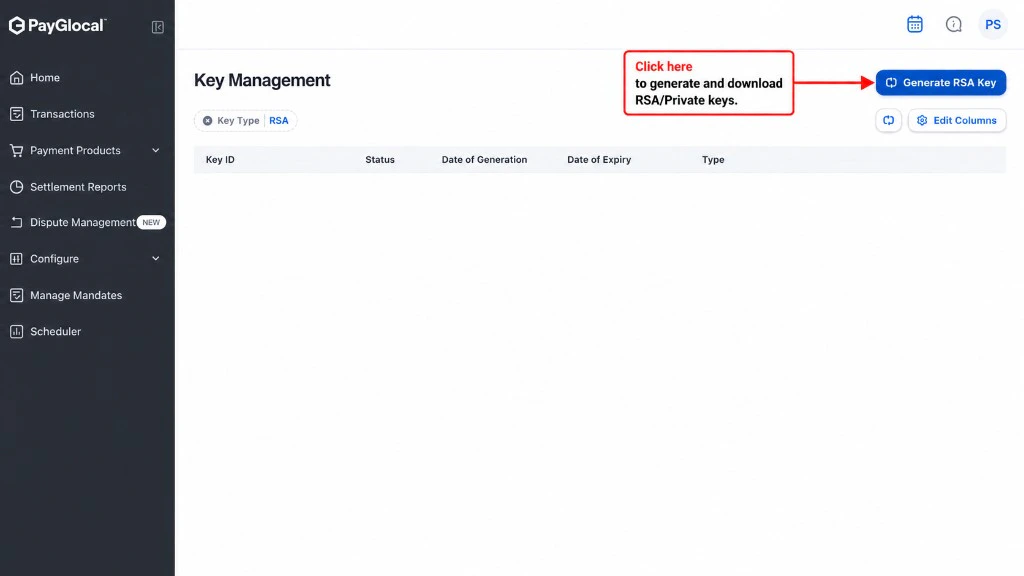 Generate a new RSA key pair