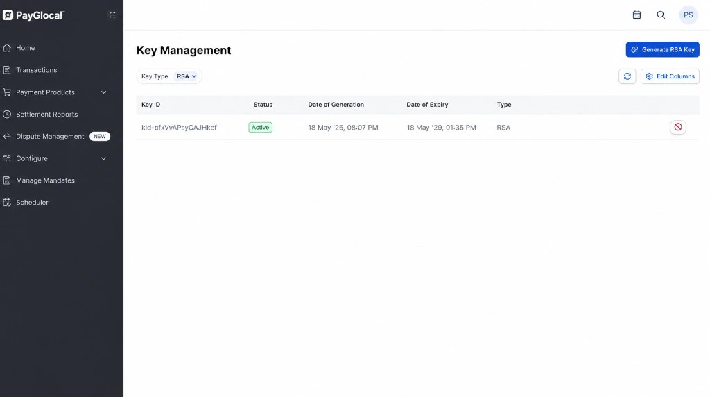 Download your private key