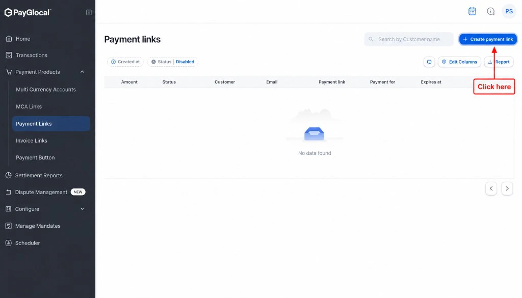 Payment Links Page