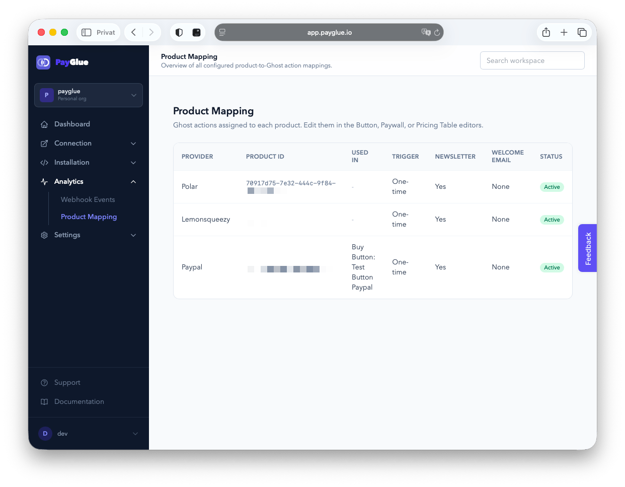 Payglue Analytics